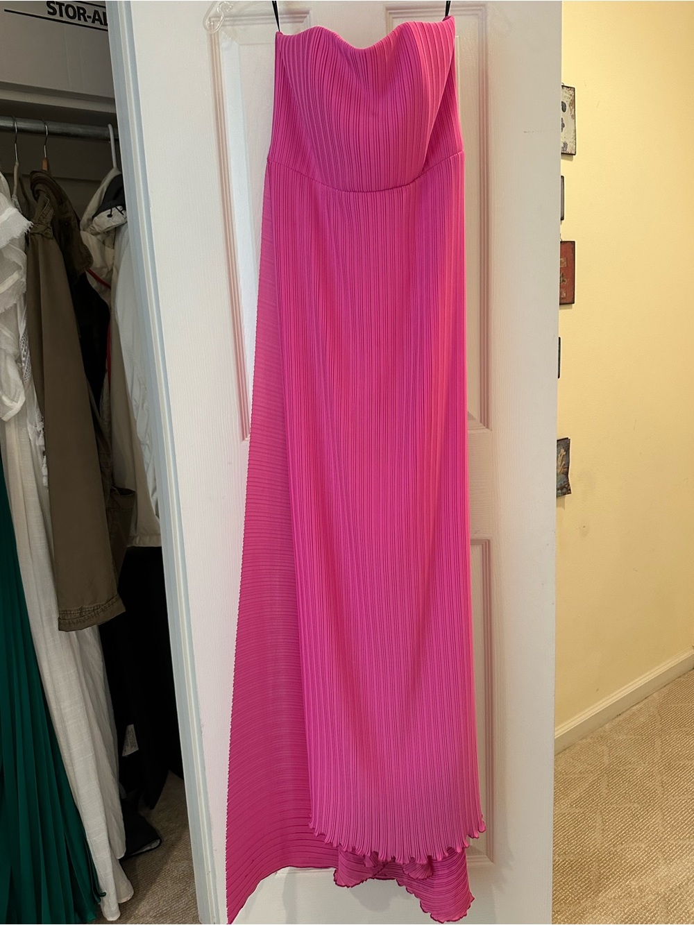 Solace London Harlee Pleated Chiffon Maxi Dress In Hot Pink - Picture 3 of 5